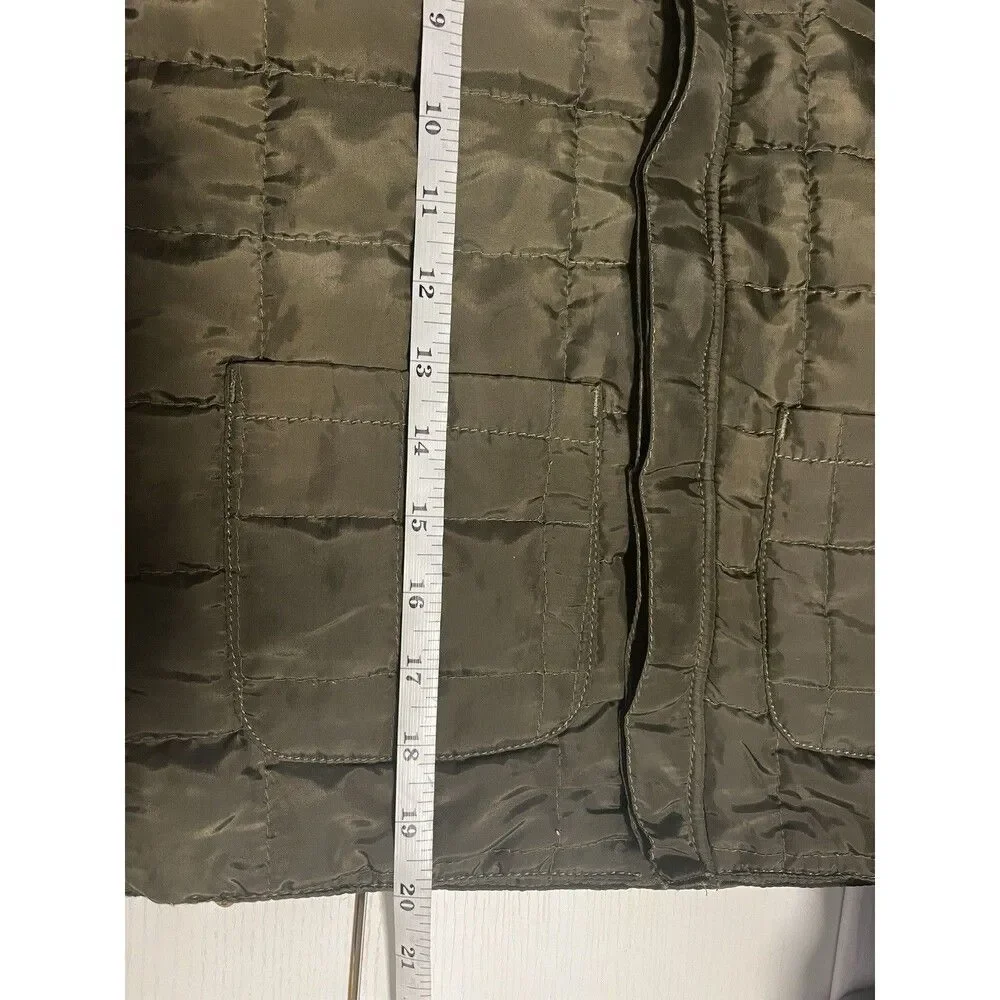 Tommy Bahama Boys Quilted Hoodie Jacket Puffer Cotton Gray Olive Green Sz M (7-8